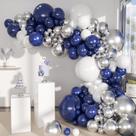 Kit Balloon Garland Arch MEBAY azul branco prata 141 unidades