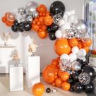 Kit Balloon Garland Arch MEBAY Laranja Preto Branco 146 unidades