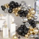 Kit Balloon Garland Arch MEBAY, preto, ouro, prata, 141 unidades