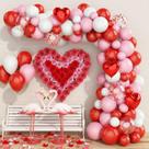 Kit Balloon Garland Arch para Dia dos Namorados 86 unidades vermelho/rosa/branco