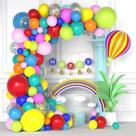 Kit Balloon Garland Arch Rainbow 144 unidades com banner e confete
