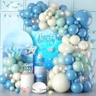 Kit Balloon Garland Arch Theme Ocean Theme 92 unidades em azul e aqua