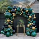 Kit Balloon Garland Arch verde esmeralda e dourado com folhas de palmeira
