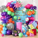 Kit Balloon Garland Disco 80s 90s Theme 104 unidades Kit Balloon Garland Disco 80s 90s Theme 104 unidades