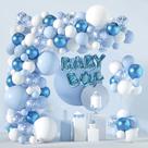 Kit Balloon Garland para chá de bebê azul e branco 115 unidades