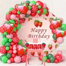 Kit Balloon Garland Strawberry 134 unidades de látex e papel alumínio