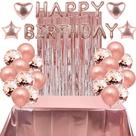Kit Balões Festa Aniversário Cortina Toalha Metalizada Bexigas Rose Gold