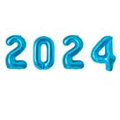 Kit Balões Metalizados Azul 2024 Decoração Ano Novo Festa Kit Balões Metalizados Azul 2024 Decoração Ano Novo Festa