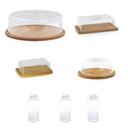 Kit Bambu Boleira + Porta Frios + Manteigueira + Queijeira + 3 Garrafas