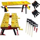 Kit Bancada de Trabalho Ferramentas Marceneiro + 4 Grampos Sargento F + 6 Grampos Multiuso 6"