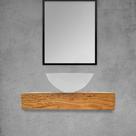 Kit Bancada Madeira Maciça Banheiro Lavabo com Cuba Branca Estilo Industrial 90 Cm X 40 Cm