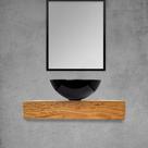 Kit Bancada Madeira Maciça Banheiro Lavabo com Cuba Preta Estilo Industrial 70 Cm X 40 Cm