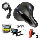 Kit Banco Selim Gel + Lanterna + Pisca + Velocimetro Digital