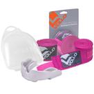 Kit Bandagem Elástica Rosa + Protetor Bucal Boxe Vollo