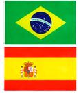Kit Bandeira Do Brasil + Bandeira Da Espanha Dupla Face 150 X 90 Cm