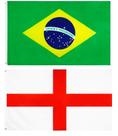 Kit Bandeira Do Brasil + Bandeira Inglaterra Dupla Face 150 X 90 Cm