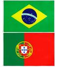 Kit Bandeira Do Brasil + Bandeira Portugal 1,50 X 0,90 Mts