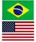 Kit Bandeiras Do Brasil + Estados Unidos Dupla Face 150 X 90 Cm