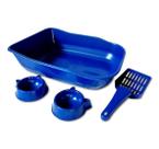 Kit Bandeja Caixa De Areia Para Gatos Single Azul Durapets