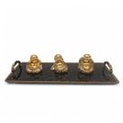 Kit Bandeja com Trio Buda da Sabedoria Bandeja Vidro 25x10cm
