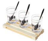 Kit bandeja de plástico com 3 molheiras de vidro e 3 colheres 20 x 8 - Lyor