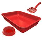 Kit Bandeja Higiênica Comedouro E Pá Para Gatos Kit Bandeja Higiênica Comedouro E Pá Para Gatos