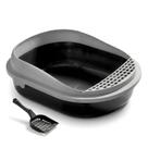 Kit Bandeja Higiênica + Pá Sandbox Para Gatos Com Borda Removível Antirrespingo