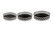 Kit Bandeja Prata em Metal C/ Espelho Preto 3 Pcs 11406 Mart