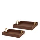 Kit bandejas em mdf com revest. em pu - 2 pcs marrom mart Kit bandejas em mdf com revest. em pu - 2 pcs marrom mart