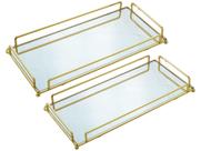 Kit Bandejas Espelhadas de Metal Decorativas Retangulares Wolff Casa 60911 2 Peças