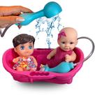 Kit Banheira +2 Bonecas Brinquedo Menina Sai Agua Criativo Presente Banho Bebê