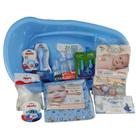 Kit banheira bebe + chupeta fralda mamadeira e vários itens para o enxoval do bebe azul Kit banheira bebe + chupeta fralda mamadeira e vários itens para o enxoval do bebe azul