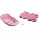 Kit Banheira Bebê Infantil Simples 20l e Assento para Banho Adoleta Rosa