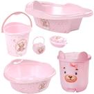 Kit banheira de bebê decorada ludica plasutil 6 peças + bacia + lixeira + balde menino e menina Kit banheira de bebê decorada ludica plasutil 6 peças + bacia + lixeira + balde menino e menina