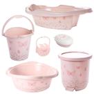 Kit banheira de bebê decorada ludica plasutil 6 peças + bacia + lixeira + balde menino e menina