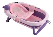 Kit Banheira Dobrável Com Rede E Termômetro Banho Infantil