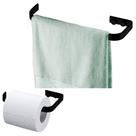Kit Banheiro 2 Peças Porta Toalha Toalheiro 22cm Suporte Papel Higiênico Preto Fosco - Future