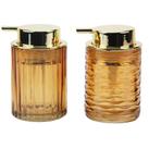 Kit Banheiro 2 Porta Sabonete Líquido Vidro Relevo Âmbar Gold Luxo 260ml - Tuut Kit Banheiro 2 Porta Sabonete Líquido Vidro Relevo Âmbar Gold Luxo 260ml - Tuut
