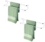 Kit Banheiro 2 Suporte Porta Toalha 60cm Toalheiro Duplo de Parede Cromado - 1668 Future