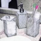 Kit Banheiro 3 Peças Acrílico Transparente Glamour Plasútil para Lavabo e Decoração
