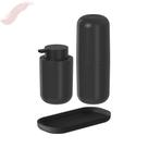 Kit Banheiro 3 Peças Bold Ou Cor Preto com Porta Sabonete Líquido Porta Escovas e Bandeja Multiuso para Organização Kit Banheiro 3 Peças Bold Ou Cor Preto com Porta Sabonete Líquido Porta Escovas e Bandeja Multiuso para Organização
