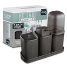 Kit Banheiro 3 Peças Lavabo Porta Algodão e Sabonete Líquido com Dispenser, Estojo Dental e Bandeja Kit Banheiro 3 Peças Lavabo Porta Algodão e Sabonete Líquido com Dispenser, Estojo Dental e Bandeja