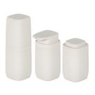 Kit Banheiro 3pç Porta Escova Cotonete Algodão + Dispenser Sabonete Líquido 380ml Bege - Aura Ou