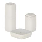 Kit Banheiro 3pç Saboneteira + Porta Escova + Suporte Cotonete Algodão Bege - Aura Ou
