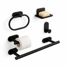 Kit Banheiro Acessórios Suporte Inox Autoadesivo Com 5 Peças Kit Banheiro Acessórios Suporte Inox Autoadesivo Com 5 Peças