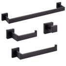 Kit Banheiro Aço Inox Premium Preto Fosco 4 Peças