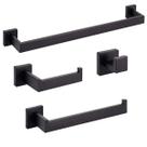 Kit Banheiro Aço Inox Premium Preto Fosco 4 Peças Kit Banheiro Aço Inox Premium Preto Fosco 4 Peças