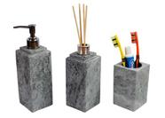 Kit Banheiro Bancada Lavabo Luxo em Pedra Sabão N01 Prata Kit Banheiro Bancada Lavabo Luxo em Pedra Sabão N01 Prata
