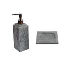 Kit Banheiro Bancada Lavabo Luxo em Pedra Sabão N02 Prata