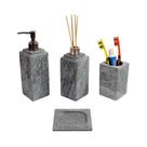 Kit Banheiro Bancada Lavabo Luxo em Pedra Sabão N04 Prata